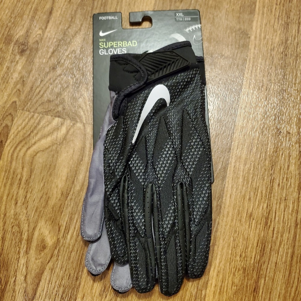 Nike Superbad Football Gloves Men 2XL Black SheepSkin Leather Magnigrip Palm NFL